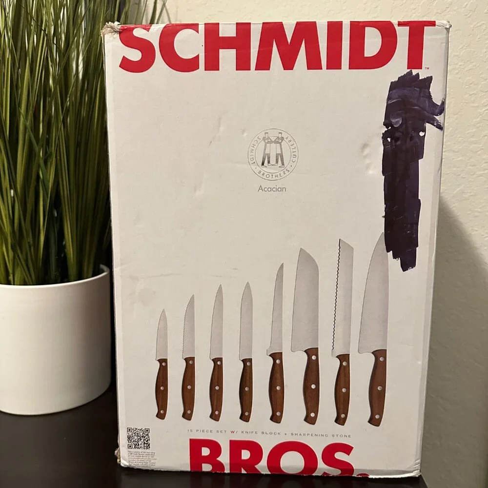 Schmidt Bros Acacian No. 3 Complete 15-Piece Knife Set w/ Magnetic Block & Box - Picture 1 of 13